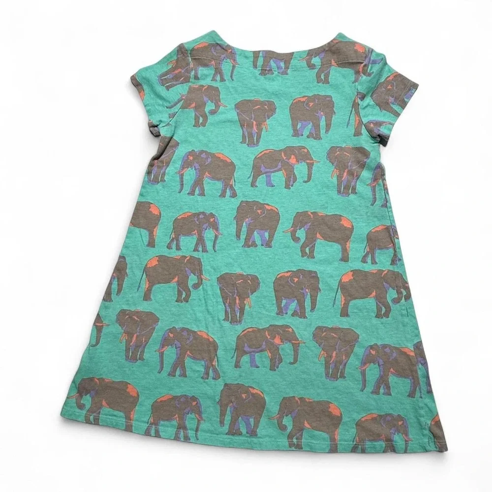 Spotted Zebra Girls Green Elephant Print Cotton T-Shirt Dress Size XL 12